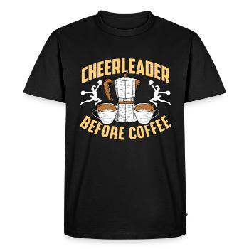Pom-pom girl avant le café Cheer Squad Amateur de café - T-shirt Premium bio Homme - noir - Devant - Nico (187cm)