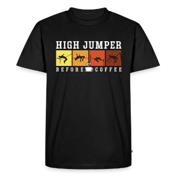 Saut en hauteur avant le café Saut en hauteur amateur de café - T-shirt Premium bio Homme - noir - Devant - Nico (187cm)