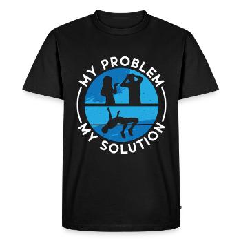 Saut en hauteur Mon problème Ma solution Pictogramme Papa - T-shirt Premium bio Homme - noir - Devant - Nico (187cm)