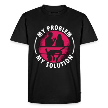 Saut en hauteur Mon problème Mon pictogramme Maman Saut à la perche - T-shirt Premium bio Homme - noir - Devant - Nico (187cm)