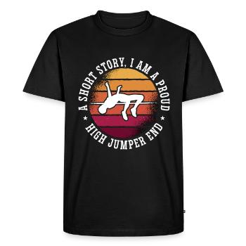 Saut en hauteur Une histoire courte Je suis fier du saut en longueur - T-shirt Premium bio Homme - noir - Devant - Nico (187cm)