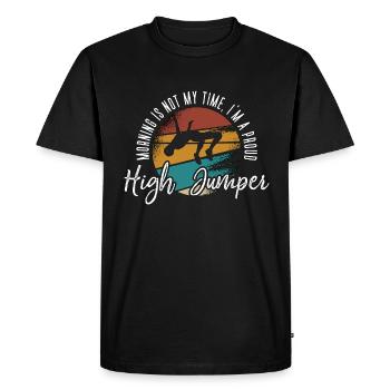 Saut en hauteur Le matin n’est pas mon heure de saut à la perche - T-shirt Premium bio Homme - noir - Devant - Nico (187cm)