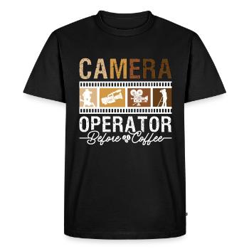 Caméraman avant Movie Maker Amateur de café - T-shirt Premium bio Homme - noir - Devant - Nico (187cm)