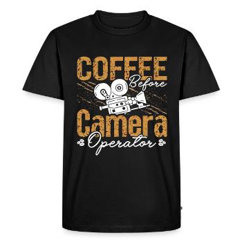 Caméraman Vidéaste Amateur de café - T-shirt Premium bio Homme - noir - Devant - Nico (187cm)