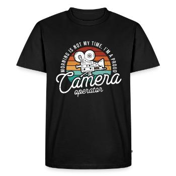 Caméraman Le matin n’est pas mon heure Cinéaste - T-shirt Premium bio Homme - noir - Devant - Nico (187cm)