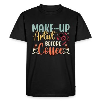 Maquilleuse avant salon de beauté amateur de café - T-shirt Premium bio Homme - noir - Devant - Nico (187cm)