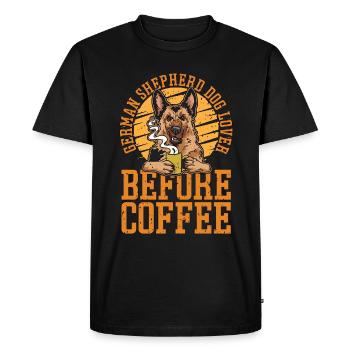 Amoureux des chiens de berger allemand avant l’amateur de café pour animaux de compagnie - T-shirt Premium bio Homme - noir - Devant - Nico (187cm)