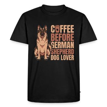 Chien de berger allemand café chien propriétaire amateur de café - T-shirt Premium bio Homme - noir - Devant - Nico (187cm)