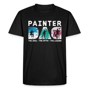 Peintre Papa L’idole Le mythe Le peintre en bâtiment - T-shirt Premium bio Homme - noir - Devant - Nico (187cm)