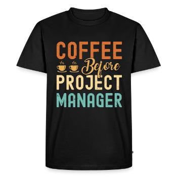 Project Manager Coffee Management Coffee Lover - Men's Premium Organic T-Shirt - black - Front - Nico (187cm)