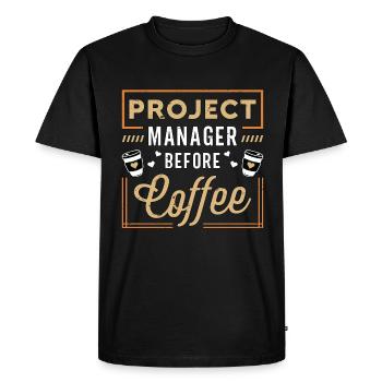 Chef de projet avant chef d’équipe amateur de café - T-shirt Premium bio Homme - noir - Devant - Nico (187cm)