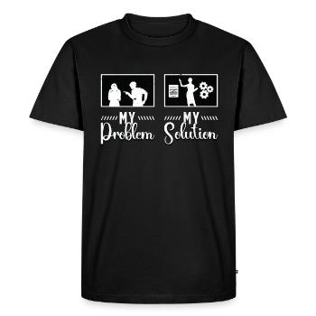 Chef de projet Mon problème Mon pictogramme Maman Papa - T-shirt Premium bio Homme - noir - Devant - Nico (187cm)