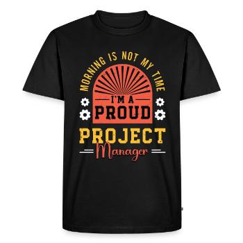 Chef de projet Chef d’équipe Le matin n’est pas mon temps - T-shirt Premium bio Homme - noir - Devant - Nico (187cm)