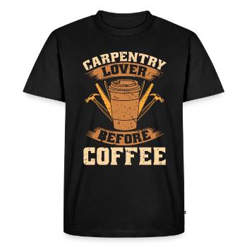Amateur de menuiserie avant d’être amateur de café de menuisier - T-shirt Premium bio Homme - noir - Devant - Nico (187cm)