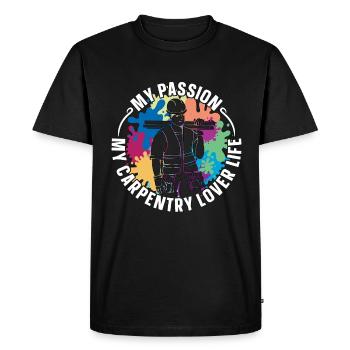 Amoureux de la menuiserie Ma passion Ma menuiserie Menuisier - T-shirt Premium bio Homme - noir - Devant - Nico (187cm)