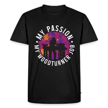 Tourneur sur bois Ma passion Mon métier de tourneur sur bois Menuisier - T-shirt Premium bio Homme - noir - Devant - Nico (187cm)