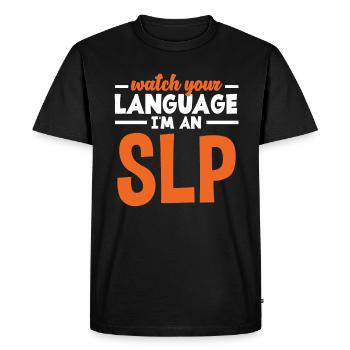 Speech therapist, speech therapist, speech therapist - Men's Premium Organic T-Shirt - black - Front - Nico (187cm)