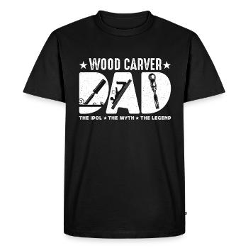 Wood Carver Dad The Idol The Myth The Carpentry - Men's Premium Organic T-Shirt - black - Front - Nico (187cm)
