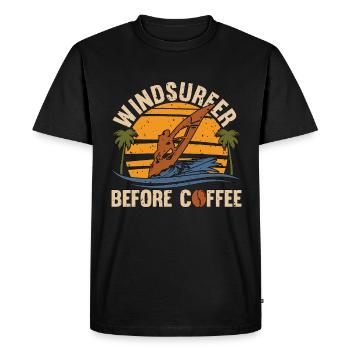 Windsurfer Before Coffee Surfing Coffee Lover - Men's Premium Organic T-Shirt - black - Front - Nico (187cm)