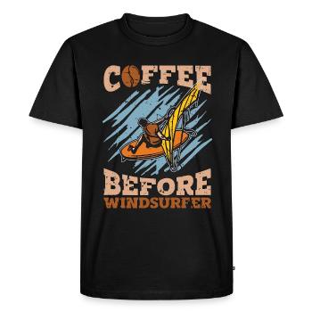 Windsurfer Coffee Before Wakeboard Coffee Lover - Men's Premium Organic T-Shirt - black - Front - Nico (187cm)