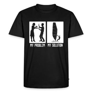 Véliplanchiste Mon problème Mon pictogramme Papa Maman Surf - T-shirt Premium bio Homme - noir - Devant - Nico (187cm)