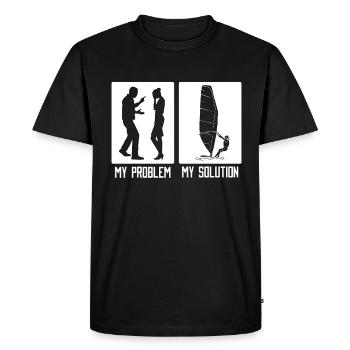 Véliplanchiste Mon problème Mon Pictogramme Maman Wakeboard - T-shirt Premium bio Homme - noir - Devant - Nico (187cm)