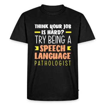 Speech therapist, speech therapist, speech therapist - Men's Premium Organic T-Shirt - black - Front - Nico (187cm)
