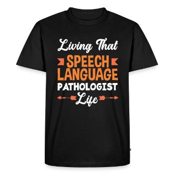 Speech therapist, speech therapist, speech therapist - Men's Premium Organic T-Shirt - black - Front - Nico (187cm)