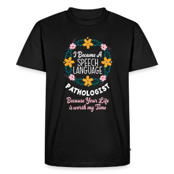 Speech therapist, speech therapist, speech therapist - Men's Premium Organic T-Shirt - black - Front - Nico (187cm)