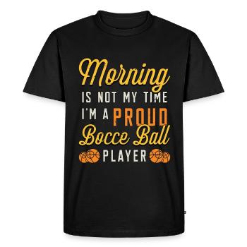 Joueur de pétanque Le matin n’est pas mon heure Pétanque - T-shirt Premium bio Homme - noir - Devant - Nico (187cm)