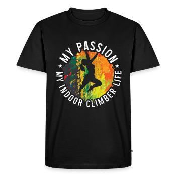 Escalade en salle Ma passion Mon bloc en salle - T-shirt Premium bio Homme - noir - Devant - Nico (187cm)