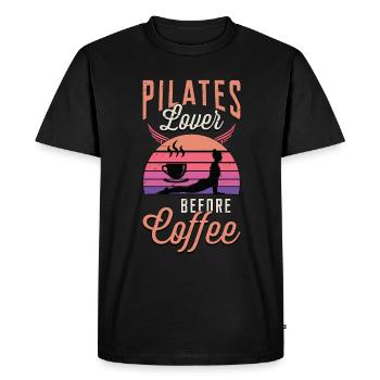 Amateur de Pilates Avant Pilates Coach Amateur de café - T-shirt Premium bio Homme - noir - Devant - Nico (187cm)