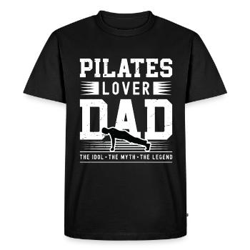 Pilates L’amant Papa L’idole Le mythe Coach de Pilates - T-shirt Premium bio Homme - noir - Devant - Nico (187cm)