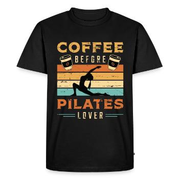 Pilates Lover Café Cours de Pilates Coffee Lover - T-shirt Premium bio Homme - noir - Devant - Nico (187cm)
