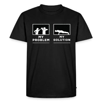 Pilates Lover Mon problème Mon Pictogramme Papa Maman - T-shirt Premium bio Homme - noir - Devant - Nico (187cm)