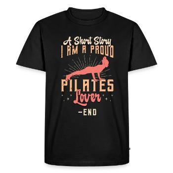 Amateur de Pilates Une petite histoire Je suis un coach de Pilates - T-shirt Premium bio Homme - noir - Devant - Nico (187cm)
