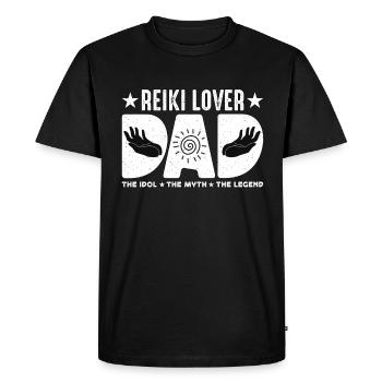 Papa Amant Reiki L’Idole Le Mythe Maître Reiki - T-shirt Premium bio Homme - noir - Devant - Nico (187cm)