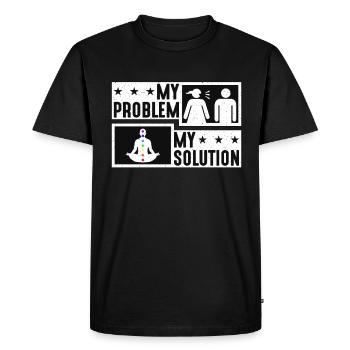 Amoureux du Reiki Mon Problème Ma Solution Pictogramme Papa - T-shirt Premium bio Homme - noir - Devant - Nico (187cm)