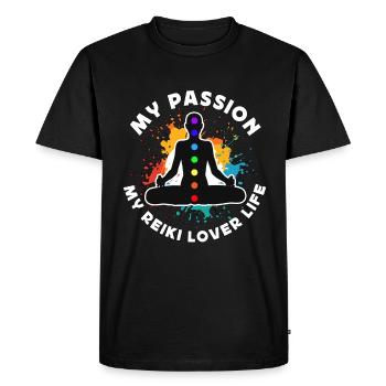Amoureux du Reiki Ma Passion Mon Amoureux du Reiki Maître Reiki - T-shirt Premium bio Homme - noir - Devant - Nico (187cm)