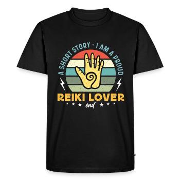 Amateur de Reiki Une histoire courte Je suis un amoureux de la méditation - T-shirt Premium bio Homme - noir - Devant - Nico (187cm)