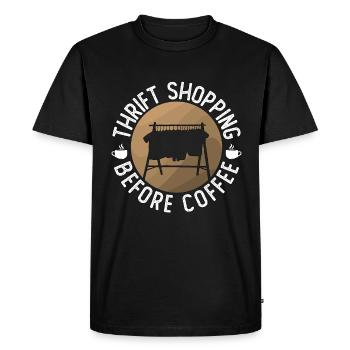 Thrift Shopping Before Thrift Store Coffee Lover - Men's Premium Organic T-Shirt - black - Front - Nico (187cm)