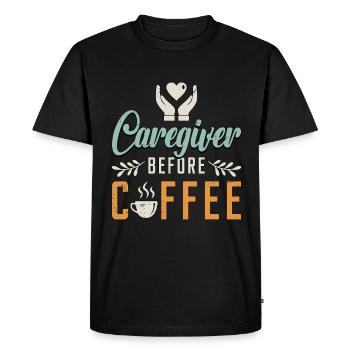 Soignant avant le café Soignant Amateur de café - T-shirt Premium bio Homme - noir - Devant - Nico (187cm)