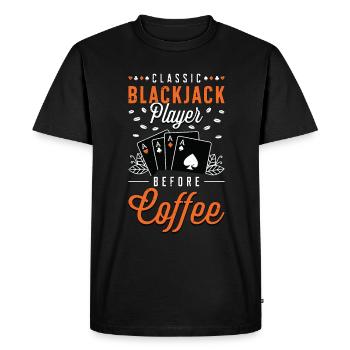 Joueur de Blackjack classique avant le café du jeu de cartes - T-shirt Premium bio Homme - noir - Devant - Nico (187cm)