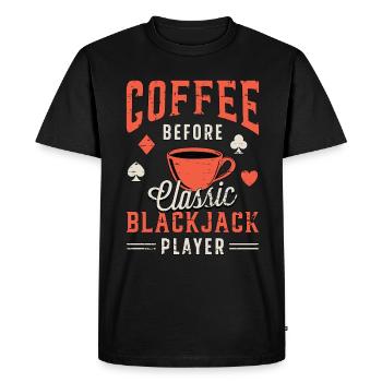 Blackjack classique Coffee Card Player Amateur de café - T-shirt Premium bio Homme - noir - Devant - Nico (187cm)