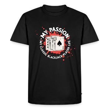 Blackjack classique Ma passion Mon jeu de cartes classique - T-shirt Premium bio Homme - noir - Devant - Nico (187cm)