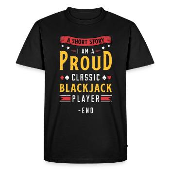 Blackjack classique Une histoire courte Je suis un joueur de cartes - T-shirt Premium bio Homme - noir - Devant - Nico (187cm)