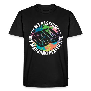 Joueur de Mahjong Ma Passion Mon Jeu De Société Mahjong - T-shirt Premium bio Homme - noir - Devant - Nico (187cm)