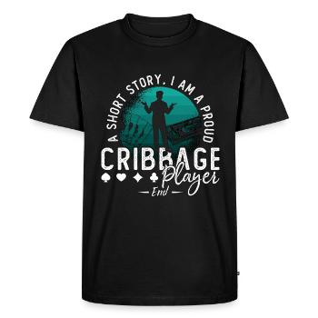 Joueur de cribbage Une histoire courte Je suis un amateur de jeux de cartes - T-shirt Premium bio Homme - noir - Devant - Nico (187cm)