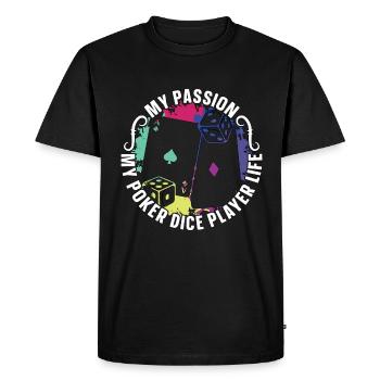 Joueur de dés de poker Ma passion Mon jeu de cartes de poker - T-shirt Premium bio Homme - noir - Devant - Nico (187cm)