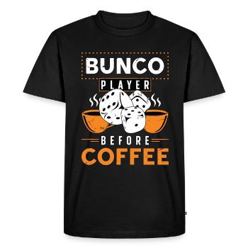 Joueur de Bunco avant la soirée de jeu du café Amateur de café - T-shirt Premium bio Homme - noir - Devant - Nico (187cm)